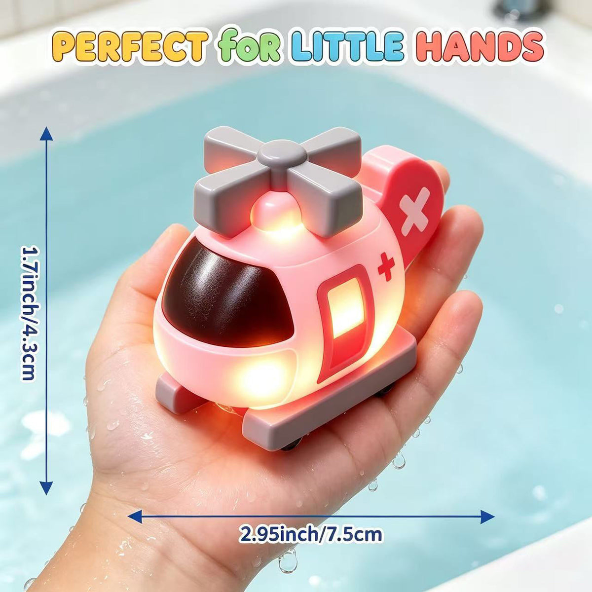 Light-Up Bath Toys for Baby & Toddler, No-Hole Flashing Colorful LED Floating Bathtub Toys Set of 2/4/6, Water Toys for Infant Kids Preschool Bathtime Swim Pool Party
