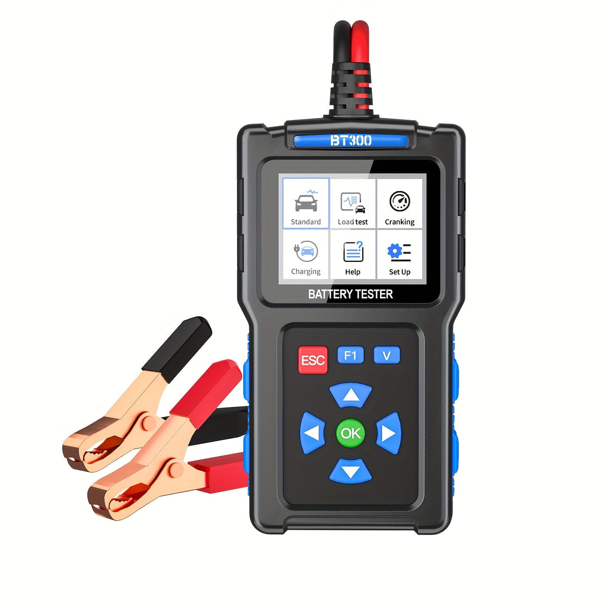 Car Battery Load Tester 12V 24V BT300 - 20-2000 CCA Digital Automotive Battery & Alternator Analyzer, Cranking Charging System Tester for Cars, Trucks, Motorcycles, SUVs, Marine, AGM, Gel, and Lead-Acid Batteries