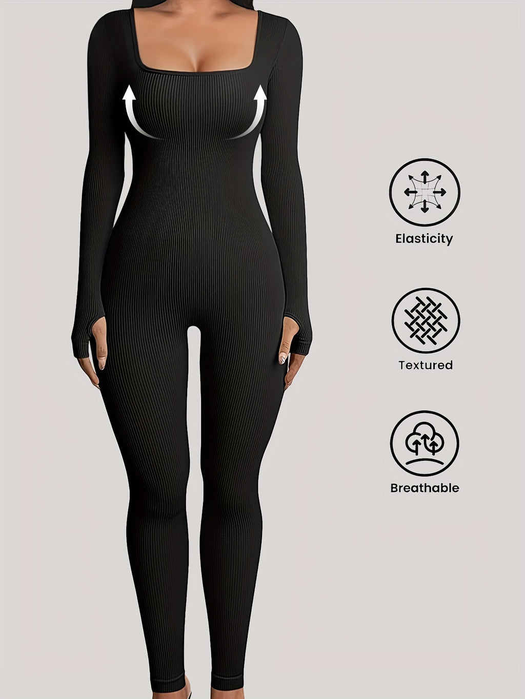 Women's Sleeveless Square Neck Jumpsuit – 90% Nylon Stretch Fabric, Thick & Opaque Activewear for Yoga, Pilates, Running, Fitness & Everyday Wear, Sizes S-XL, Multiple Colors