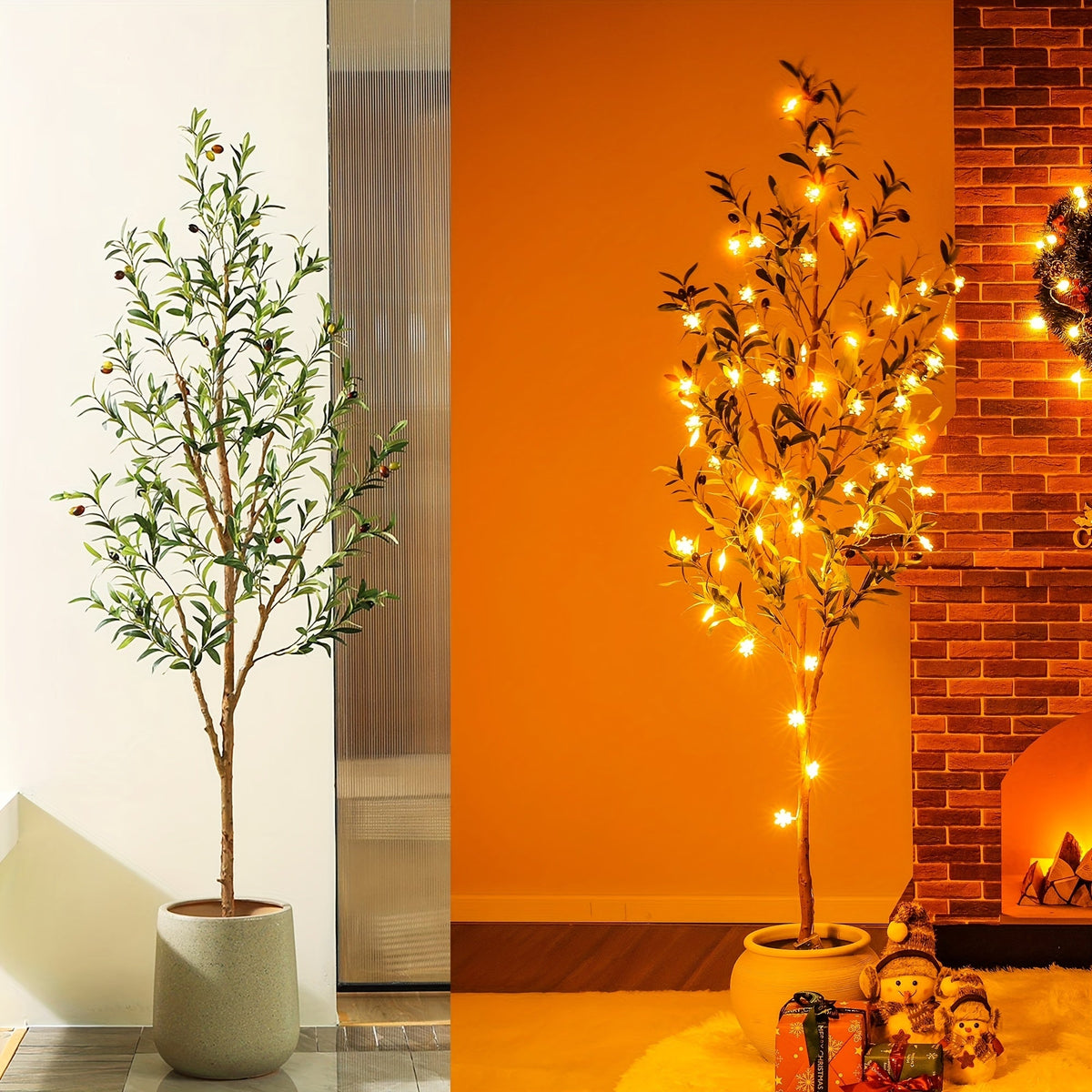 Artificial Olive Tree - Faux Silk Plant with Natural Wood Trunk & Lifelike Fruits, Shapeable Branches, Black Pot Included - Home, Office & Holiday Decor - 4ft, 5ft, 6ft & 7ft