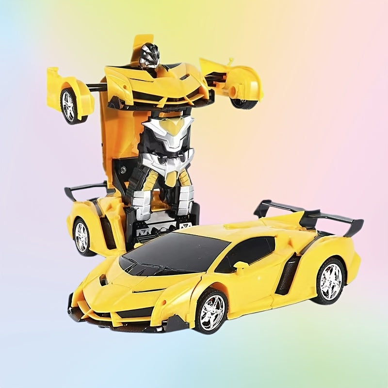 Transforming RC Stunt Car 360-Degree Drift Robot, One-Button Deformation, LED Lights, 2.4GHz Remote Control, 45M Range, Gift for Kids Ages 3+, Red Yellow Blue