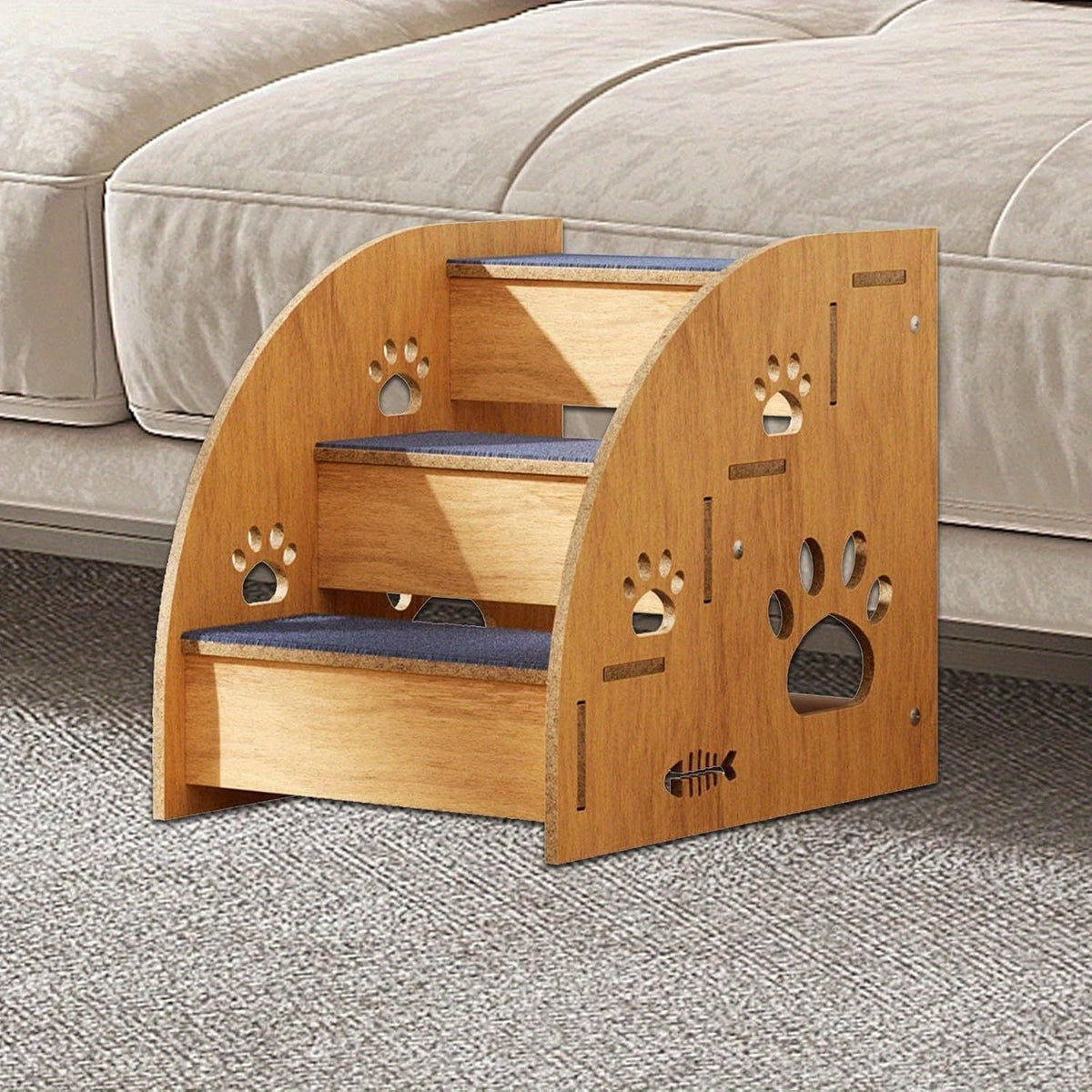 Non-Slip Pet Stairs for Bed and Couch - 3 or 5 Step Dog Steps with Safety Rails and Ramp Design, 15 Inch Height for Small Dogs, Cats, and Senior Pets, Lightweight Portable Pet Steps