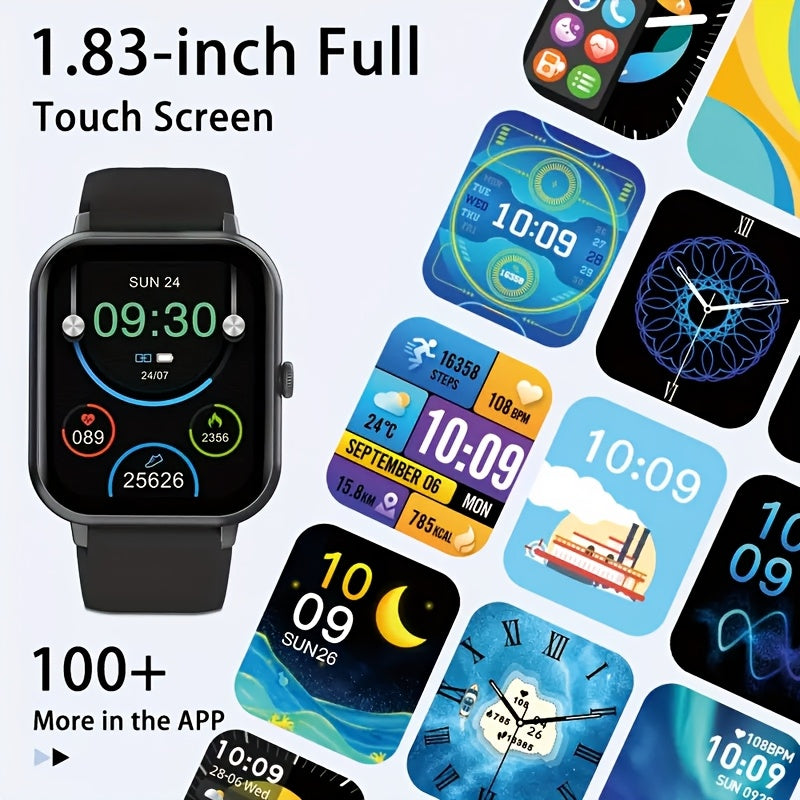 Smartwatch 1.83-inch HD Screen, Bluetooth Call, Music Playback, Sleep Monitor, Calorie & Step Fitness Tracker, Sports Watch, 3 Colors, Gift