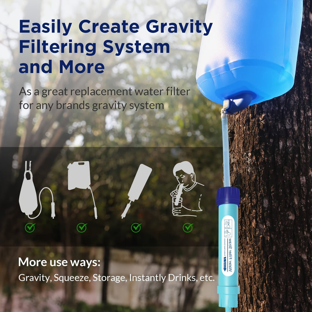 Personal Water Filter Straw 0.1 Micron 4-Stage Filtration Mini Water Purifier, Lightweight Portable Survival Gear for Hiking, Camping, Travel, and Emergency Preparedness, 1 or 2 Pack Options