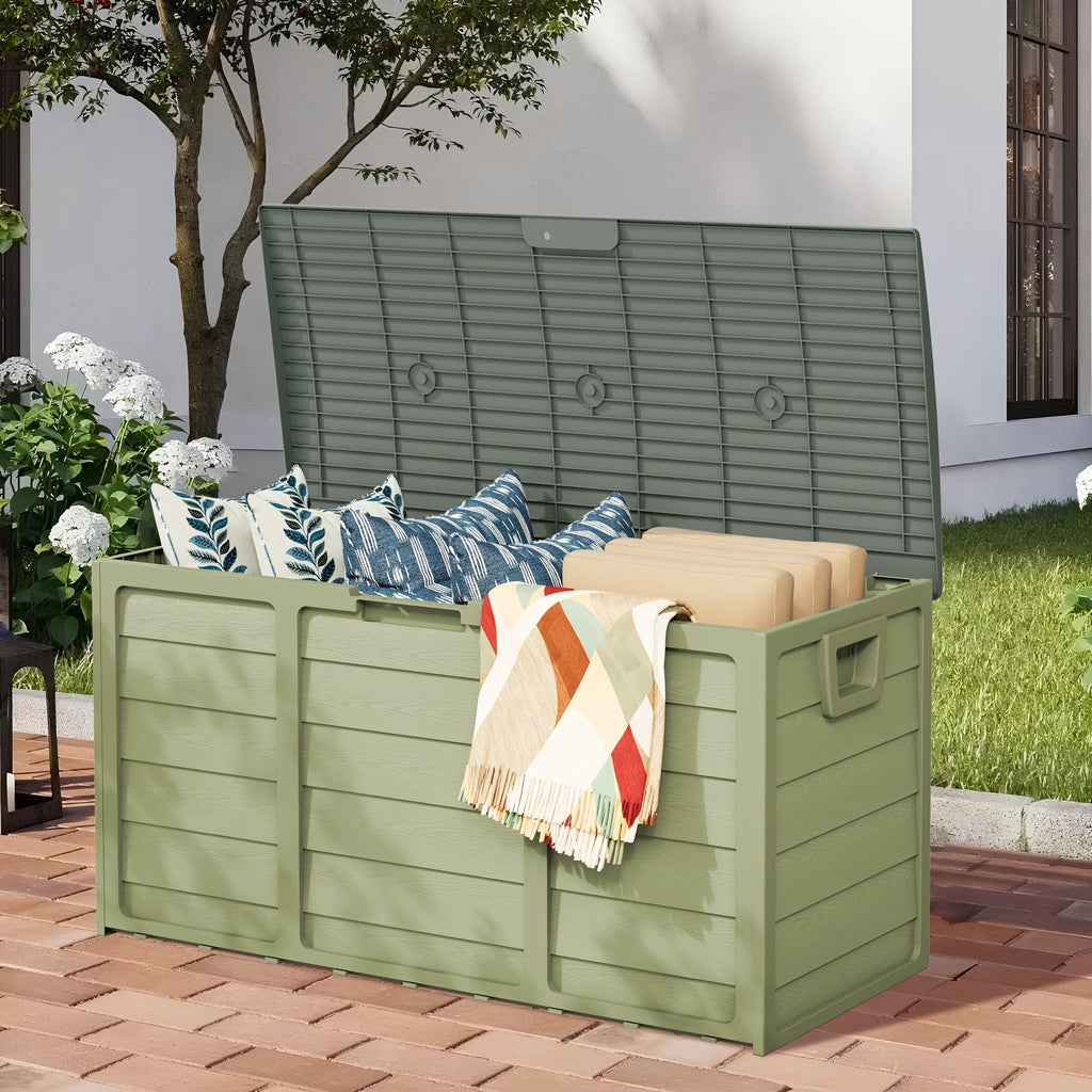 75-Gallon Resin Outdoor Storage Deck Box with Handles for Pool Accessories, Garden Tools, and Camping Gear