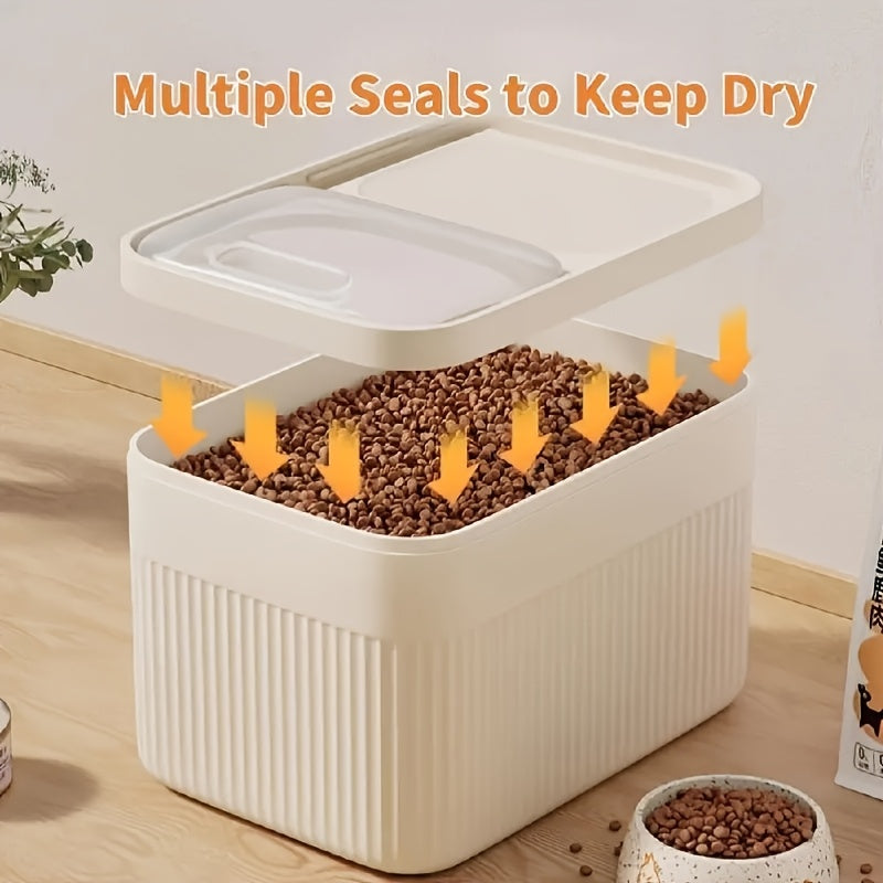Pet Food Storage Container with Measuring Cup – Airtight Dry Food Bin with Viewing Window & Leak-Proof Design for Dogs, Cats & Small Animals, 2-Piece Set