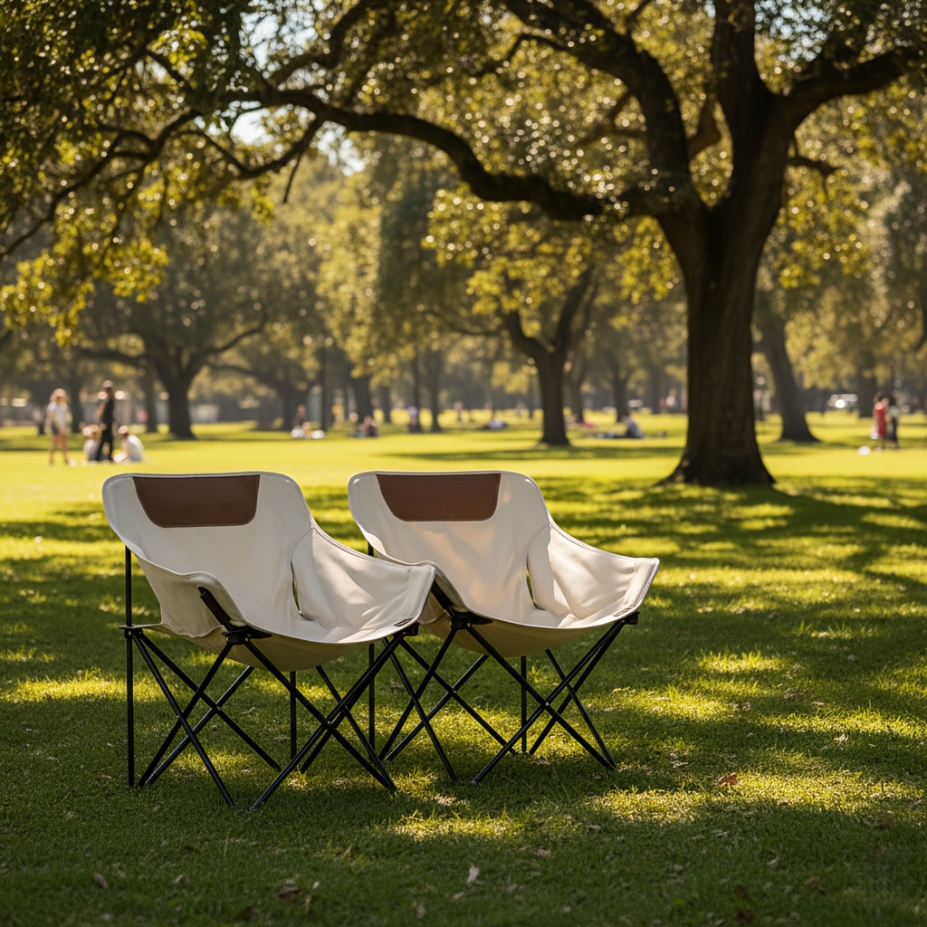 Portable Folding Moon Chair and Table Set, 2/3/5 Pieces, with Storage Bag for Beach, Camping, Fishing, Family BBQ, Picnic, Outdoor Hiking, Courtyard, Black/White