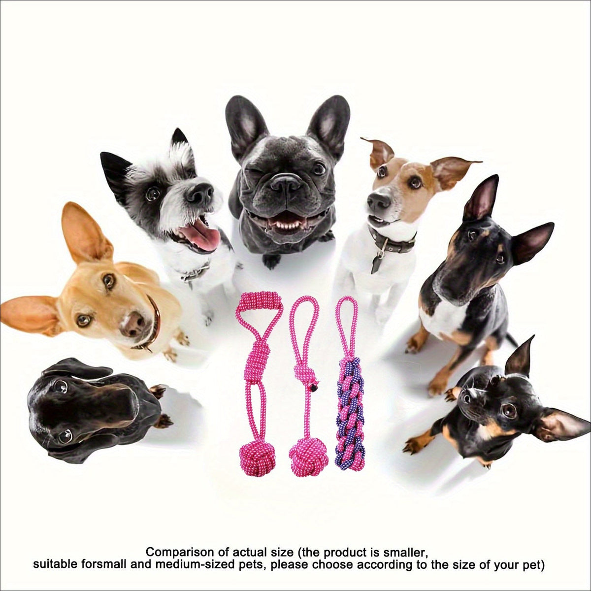 Dog Rope Toys for Aggressive Chewers - 3-Pack Purple Knot Tug Toys for Large, Medium, and Small Dogs, Interactive Chew & Teeth Cleaning Rope Set, Durable Cotton Braided Dog Toys for Training & Play