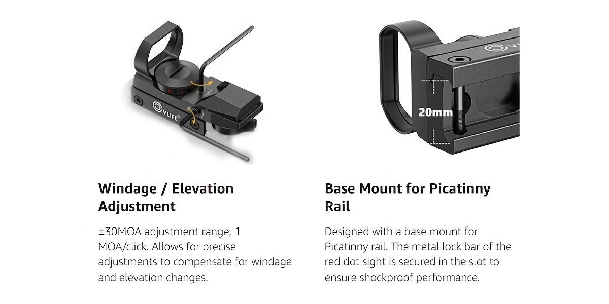 1x22x33 Red and Green Dot Sight with 20mm Picatinny Rail - 4 Reticles, 5 Brightness Settings, Wide Field of View Scope for Rifles and Shotguns