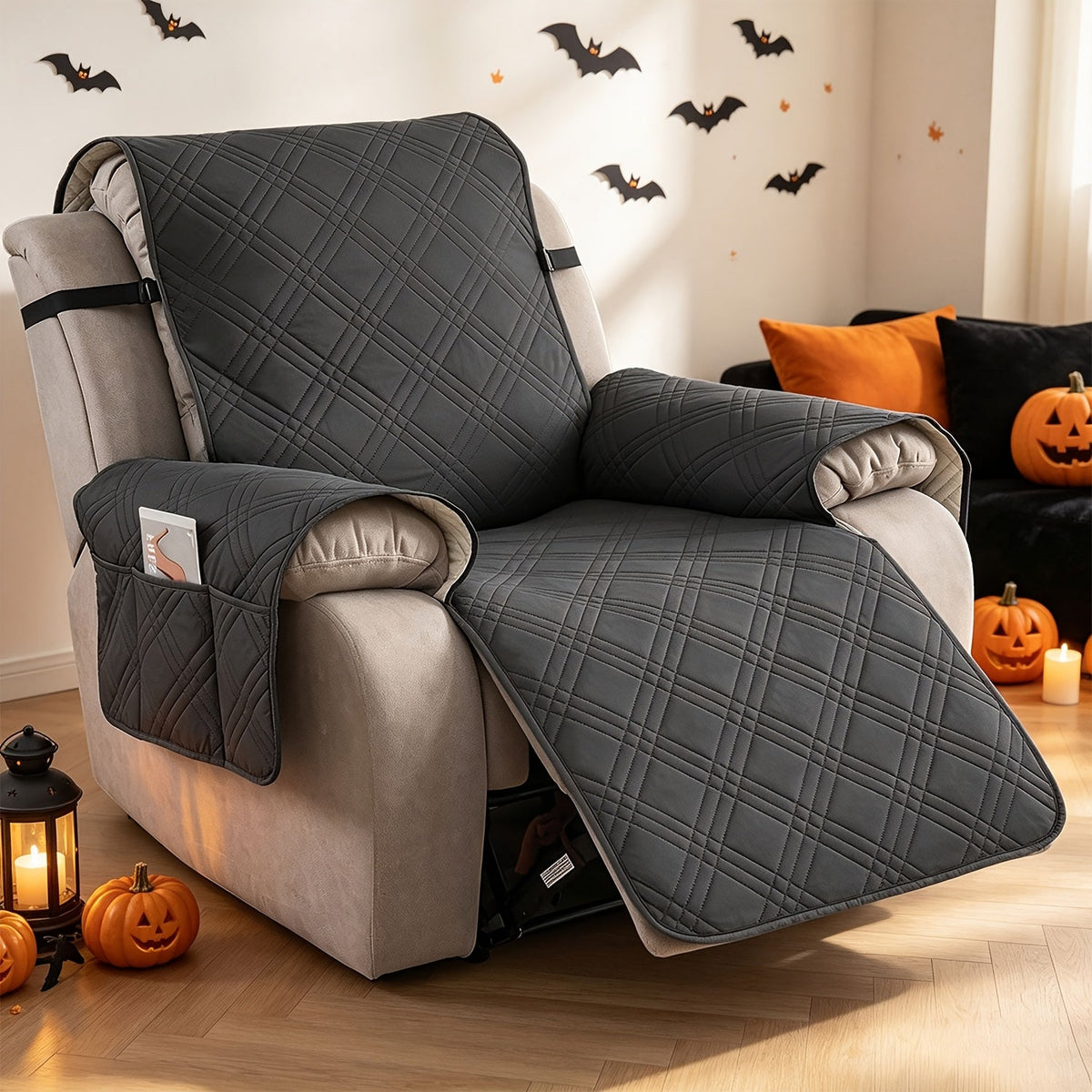 Waterproof Recliner Chair Cover - Non-Slip, 5-Layer Quilted Fabric, With Pocket, Pet Scratch-Resistant, Washable Furniture Protector - Living Room, Bedroom & Study - 10 Colors
