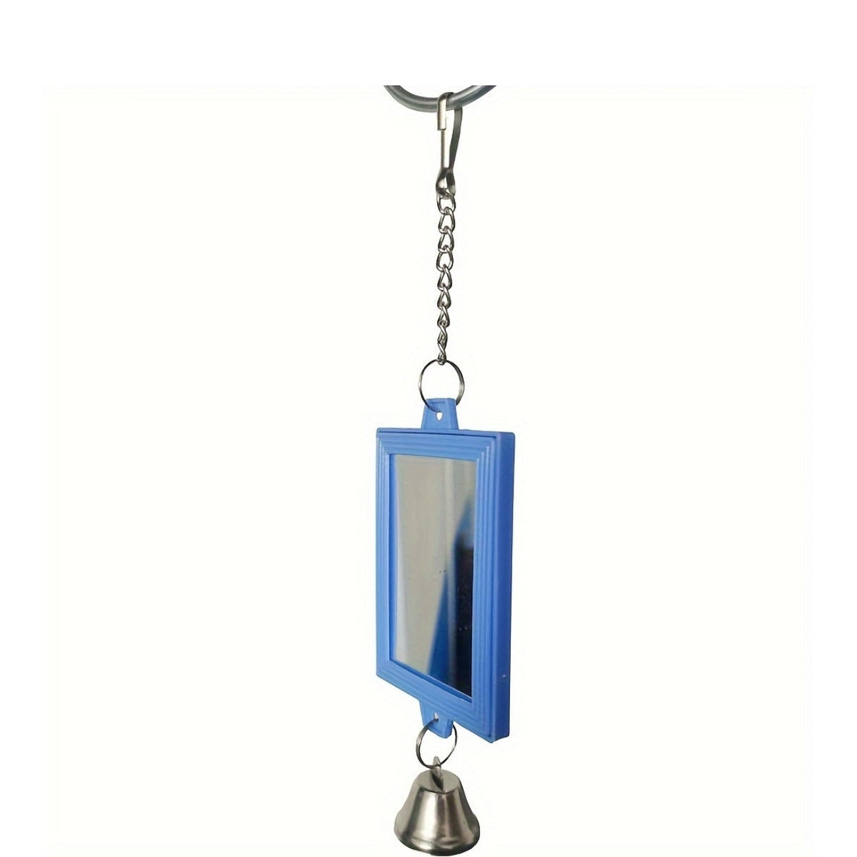 Double-Sided Mirror Parrot Toy for Bird Cage - Square Bird Mirror Cage Decoration & Interactive Toy for Parrots, Parakeets, Cockatiels, Budgies, Lovebirds - Bird Cage Accessory, Random Color, 2.36x8.66in