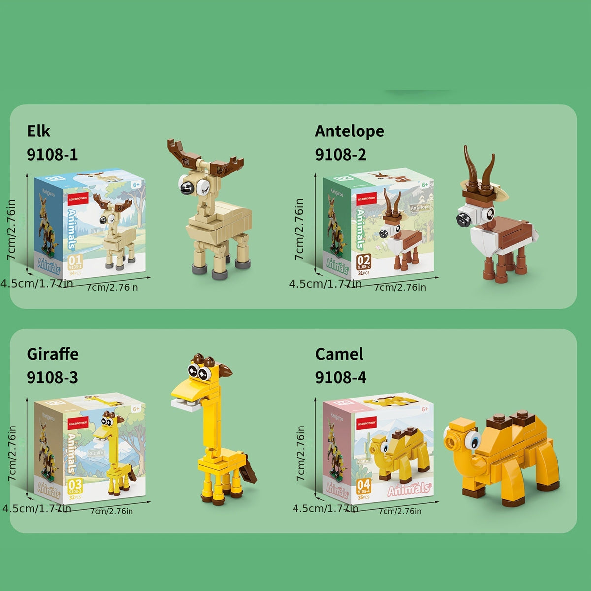 10-in-1 Mini Beast Series Building Block Set, Cute Animal Model Assembly Toy, Combines into 1 Large Figure, Desktop Ornament, Christmas Halloween Birthday Gift for Kids