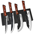 4-Piece Hand Forged High Carbon Steel Butcher Knife Set BBQ Meat Carving Boning & Breaking Knives with Wooden Handle Gift Box – Gift for Men & Women