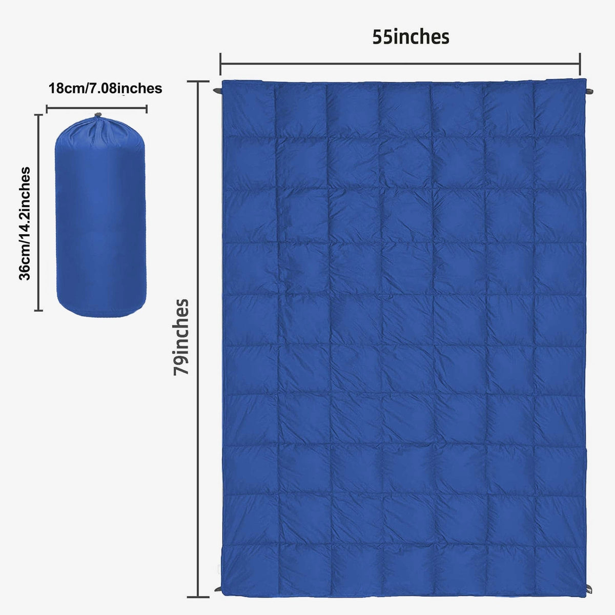 Outdoor Camping Puffy Blanket, Foldable, Lightweight, Warm, DWR Water-Resistant, with 3D Eye Mask, 140x200cm, for Camping, Travel, Car, Beach, Stadium, Hammock, Sofa, Festival