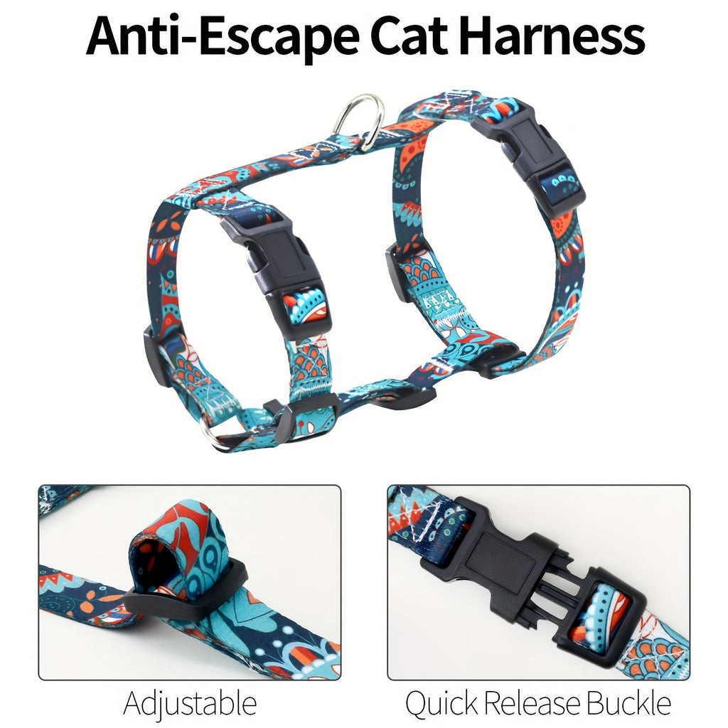 Escape-Proof Cat Harness and Leash Set, Adjustable Soft Lightweight Chest Harness for Cats, Comfortable and Safe for Walking or Traveling with Small, Medium, Large Cats and Kittens