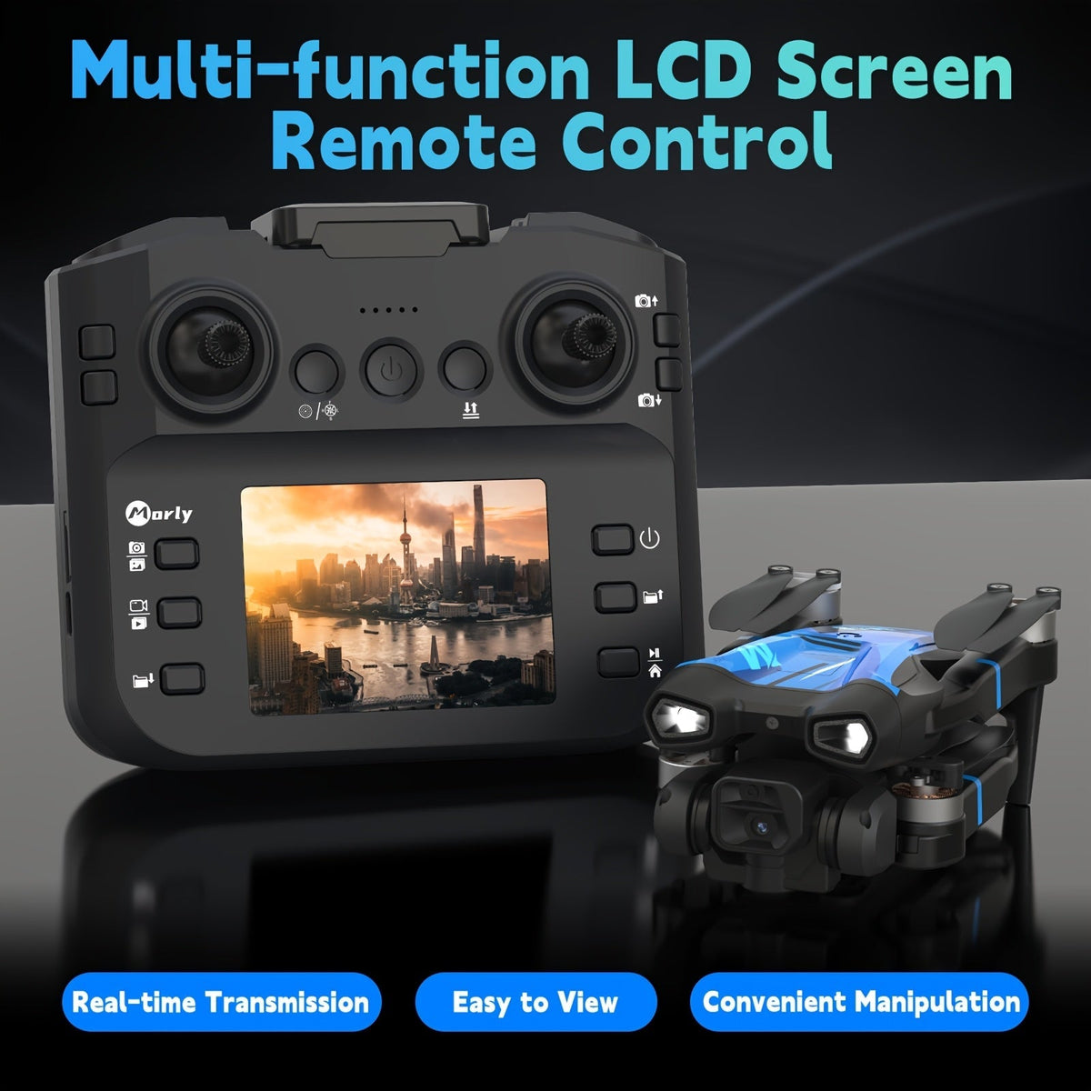 Drone with Camera for Adults, Brushless Motor, Dual Camera with Screen Remote Controller, Altitude Hold, 3D Flips, Headless Mode, SD Card Support, 3 Speeds, One-Key Takeoff & Landing – RC Quadcopter for Beginners & Adults