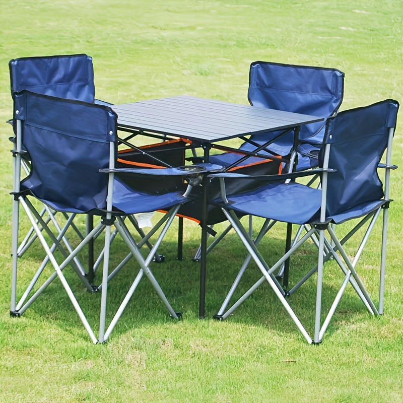 Foldable Camping Chairs 2 Pack – Steel Frame, Oxford Cloth, Cup Holders, Portable Storage Bags for Outdoor BBQ, Courtyard, Beach, Picnic, Holiday Gift