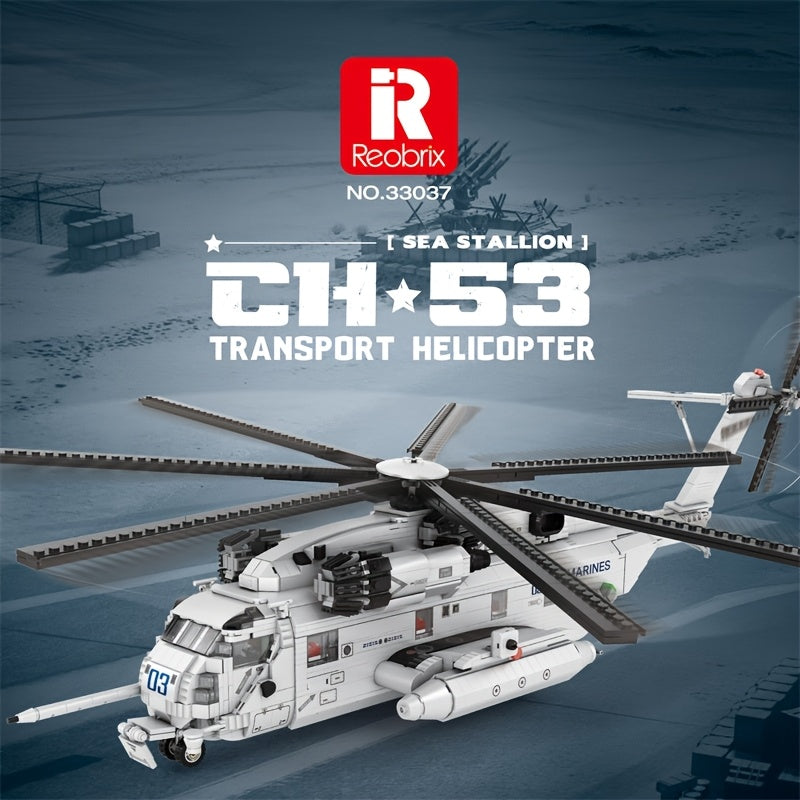Helicopter Model Building Blocks Kit, Advanced Collectible Military Aircraft Toy for Adults and Teens 14+, ABS Bricks Assembly Set, Home Office Display, STEM Gift