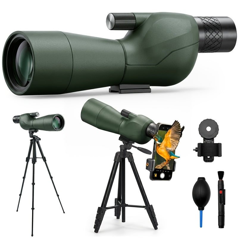 25-75x60 Spotting Scope with Tripod, Carrying Bag & Smartphone Adapter - For Target Shooting, Hunting, Bird Watching & Wildlife Viewing - Green, Black & Pro Models