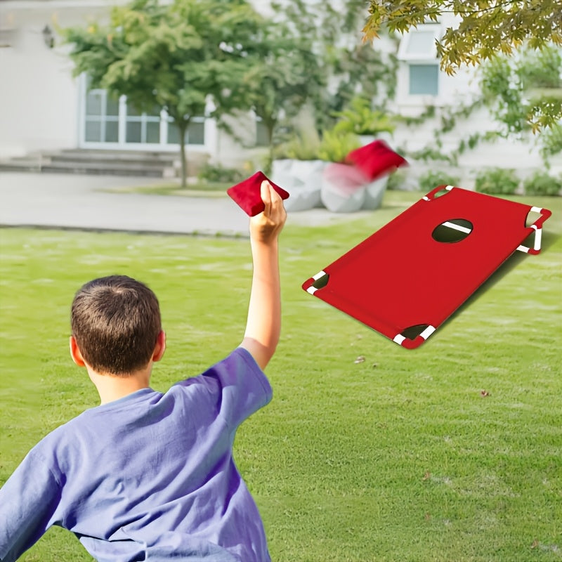 Cornhole Game Set with 6 Bean Bags, Dual-Color Boards, and Carry Bag for Backyard, Outdoor Party, Beach, Camping, and Indoor Entertainment – Gift Box Included, Red/Blue