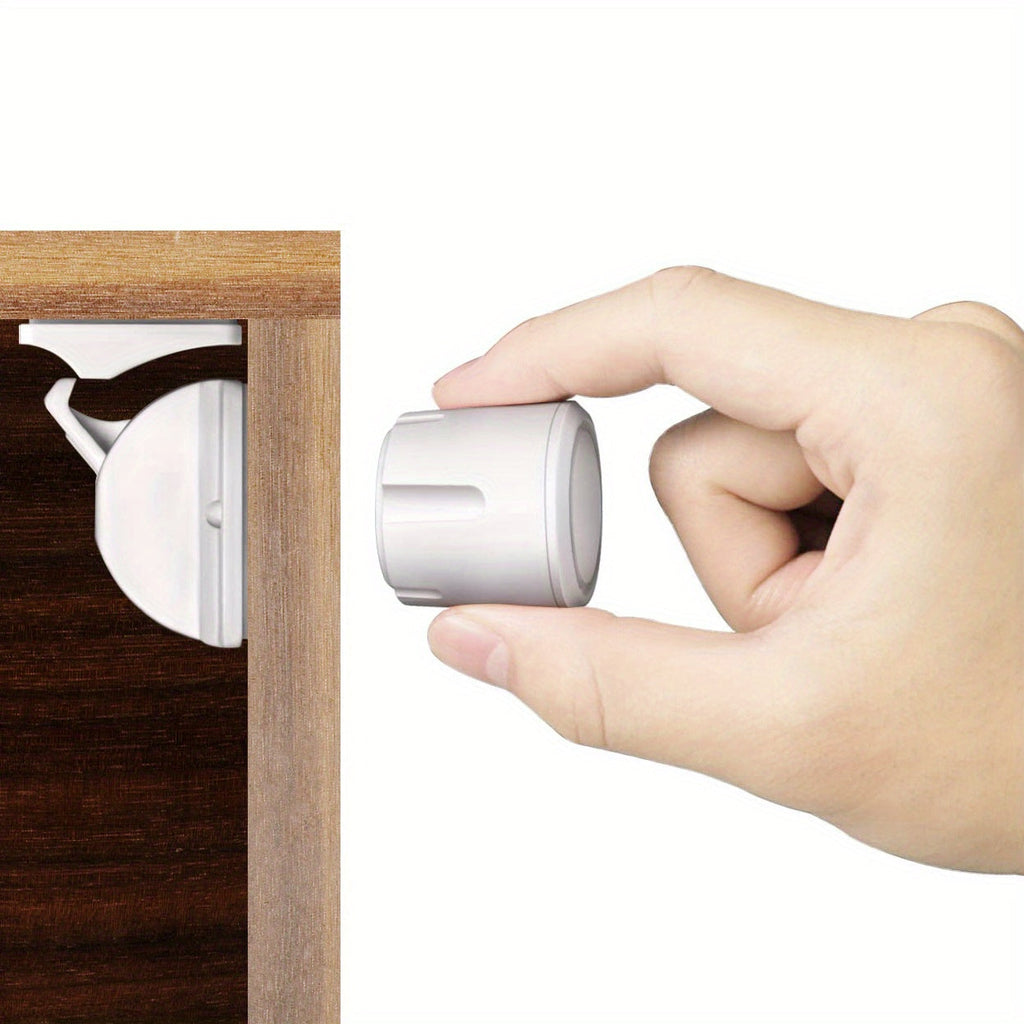 8-Pack Magnetic Child Safety Cabinet Locks with 2 Keys, No Drill Easy-Install Baby Proofing Locks for Cabinet Doors & Drawers, Phthalate-Free, White & Black