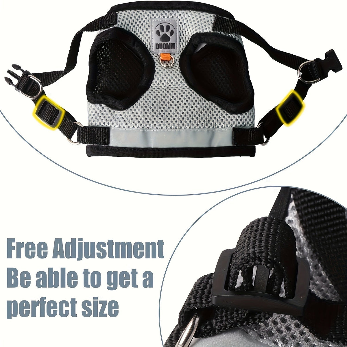 Cat and Dog Vest Harness with Leash Set, Anti-Escape Breathable Mesh Pet Harness, Anti-Breakaway Adjustable for Cats and Small Dogs Outdoor Walking and Training