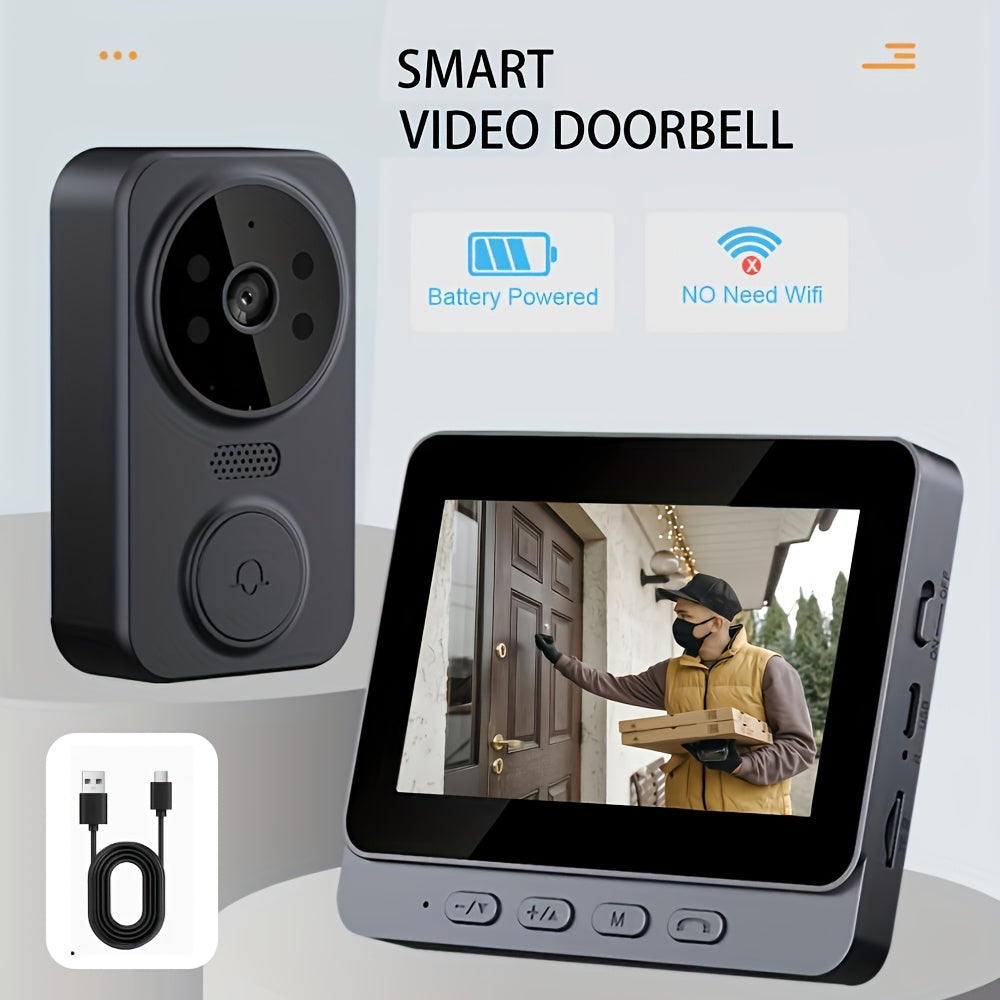 1080P Video Doorbell Camera with 4.3" IPS Display - No WiFi Needed, 120° Wide Angle, Night Vision, Two-Way Audio, SD Card Storage up to 256GB, Easy Wall Mount, Home Security Visual Doorbell