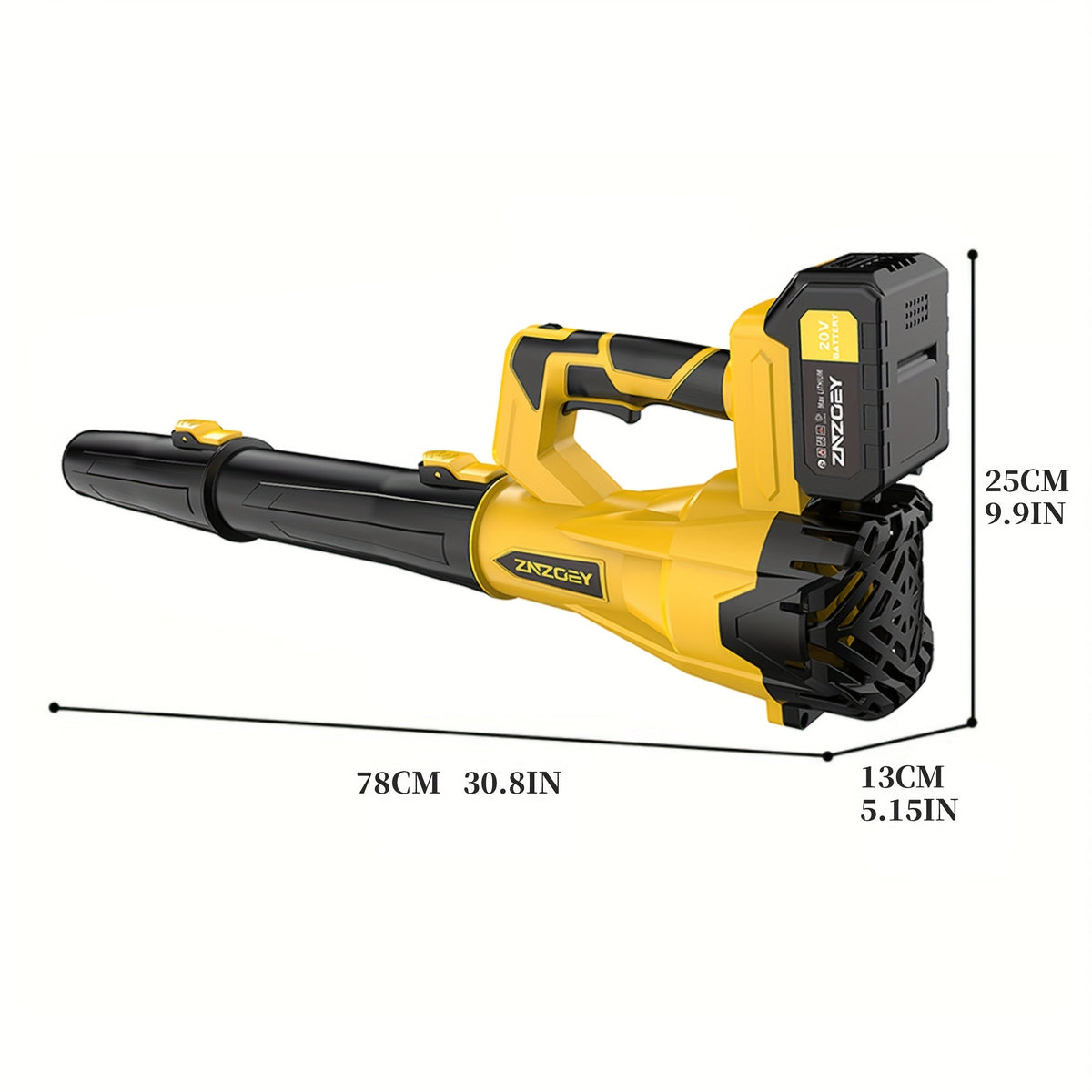 High Power Cordless Leaf Blower - 580CFM / 160MPH, 6-Speed, 4.0Ah Battery & Fast Charger - Extension Nozzle & Ergonomic Handle - Lawn, Yard, Snow & Pet Hair - Yellow