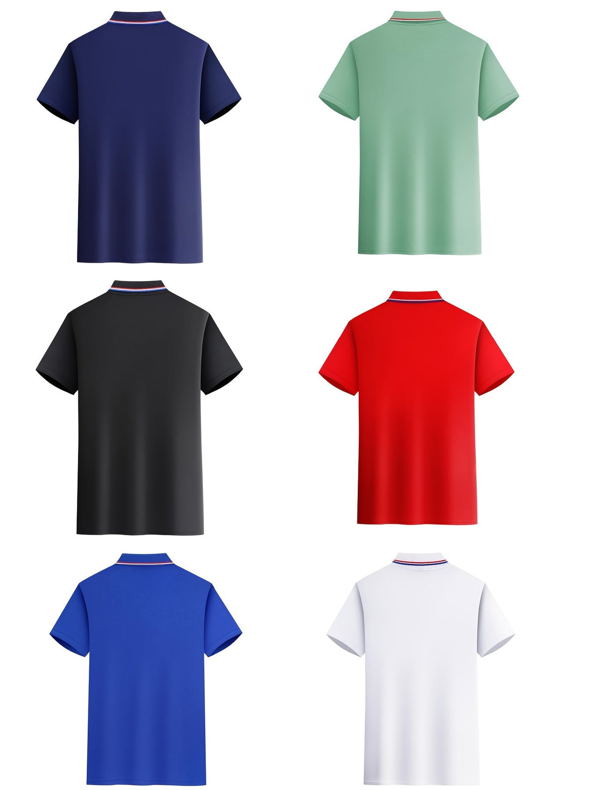 5-Piece Men's Polo Shirt Set - Solid Short Sleeve, Horse Print & Contrast Collar - Breathable Casual, Golf & Daily Wear - S–XXL - White, Black, Red, Navy Blue & Bean Green
