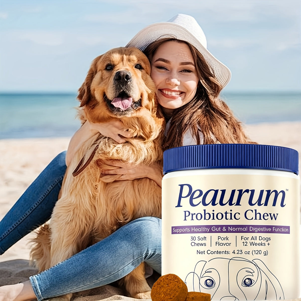 Probiotics for Dogs 60 Softgels Natural Plant-Based Formula Supports Gut Health, Digestion, and Seasonal Allergy Relief - 120g (1-Pack or 2-Pack)