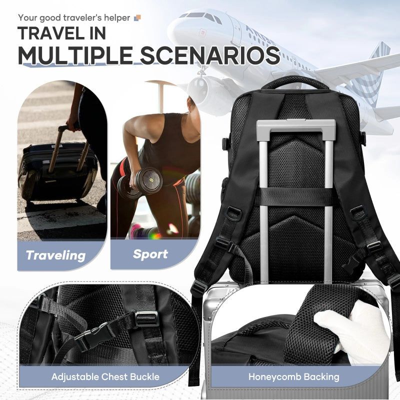 Vacuum Seal Travel Backpack with Air Pump – Expandable Large-Capacity Compression Space-Saver Laptop Carry-On Bag, Oxford Cloth for Men and Women, Hiking, Camping, and Travel