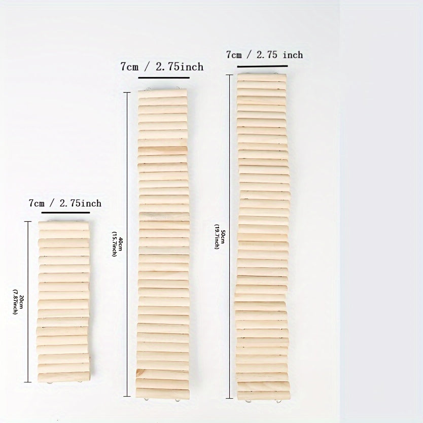 Natural Wood Climbing Ladder Fence for Hamsters, Mice, Guinea Pigs, and Small Pets, Cage Decoration, Crawling Toy, Habitat Accessory, With or Without Bark, Multiple Sizes