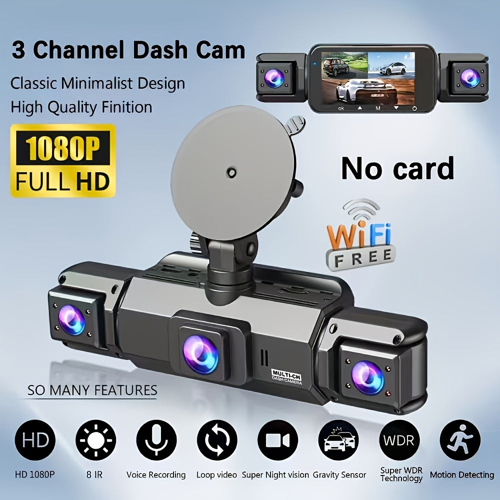 360° Dash Cam 3/4 Channel 1080P HD with Night Vision, WDR, G-Sensor, Loop Recording, 24/7 Parking Monitor, and WiFi; Multi-Lens Car Camera System for Full Coverage and Zero Blind Spots