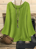 Women's Flared Long Sleeve Crew Neck Solid Casual Western Blouse Top S-XXL Multiple Colors