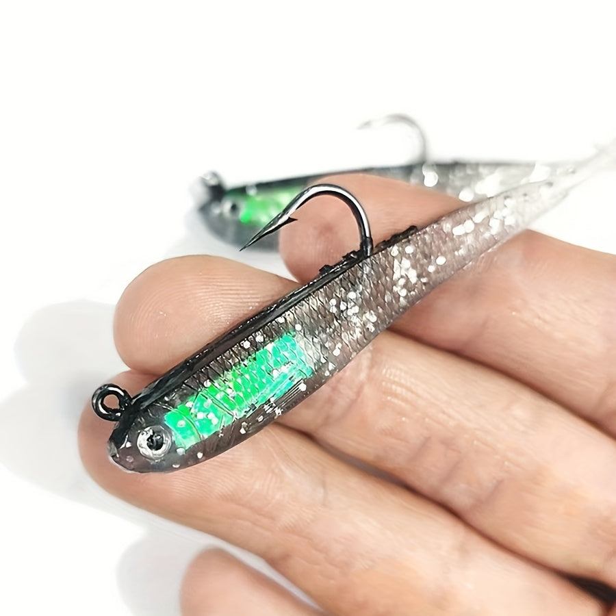 20pcs Bionic Soft Fishing Lures with Hook – Realistic Gray Fish Bait for Bass, Sea Bass, and Snakehead, Lead-Weighted Freshwater and Saltwater Fishing Lure Set