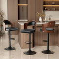 Swivel Bar Stools Set of 4 with PU Leather Upholstered Seat, Wooden Back & Footrest, Counter Height Bar Chairs for Kitchen Island and Dining Room, Black Brown Green White