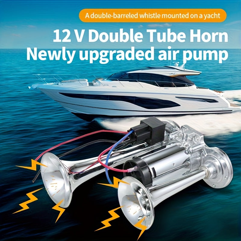 130dB Super Loud Dual-Tone Air Horn 12V/24V – Aluminum Alloy with Compressor, Quick Install for Trucks, SUVs, Motorcycles, Boats & Off-Road Vehicles