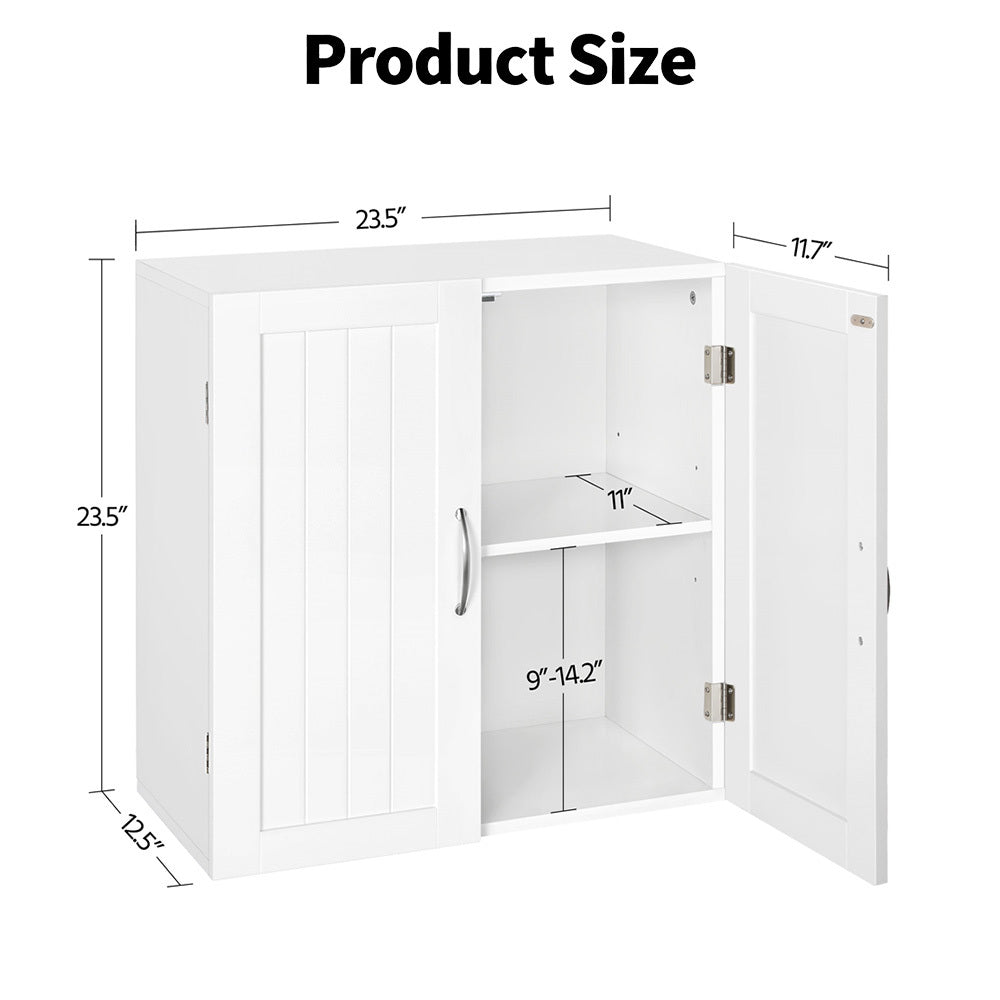 Costoffs Wall Cabinet with Adjustable Shelf & 2 Doors Wall Mount Storage Organizer CARB P2 Compliant MDF for Bathroom Kitchen Living Room Laundry & Mudroom – White