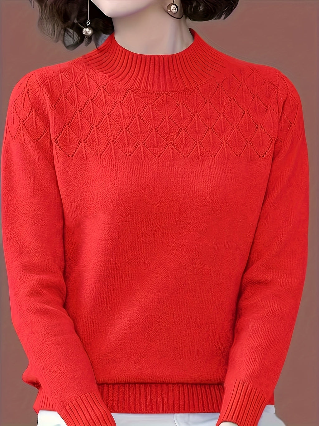 Women's Plus Size Viscose Pullover Sweater, Round Neck Long Sleeve Knit Top for Spring and Fall – Elegant Solid Color Stretchy Casual Formal Shirt S-XXL