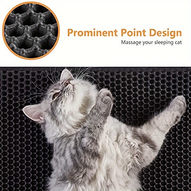 猫砂垫蜂窝双层 – 防水防尿防滑猫砂收集垫，适用于猫砂盆，易清洁，脚感舒适，减少猫砂飞溅和浪费，送给爱猫人士的完美礼物