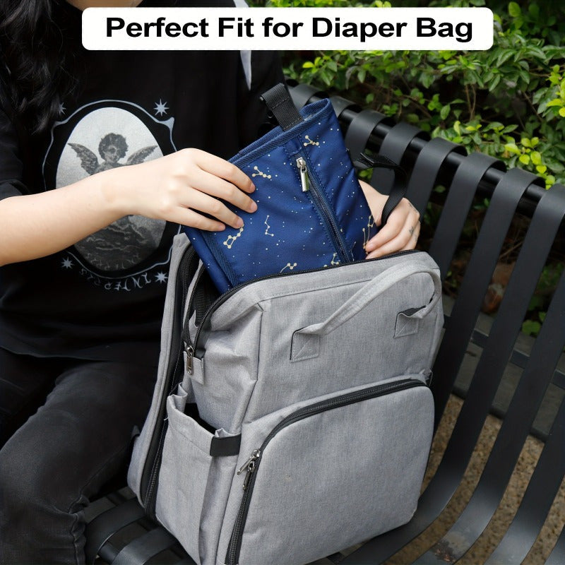 Portable Foldable Diaper Changing Pad with Tissue Storage Bag, Detachable Travel Changing Mat with Extra Storage, Soft Multifunctional Baby Changing Mat for Home & On the Go, Black & Blue