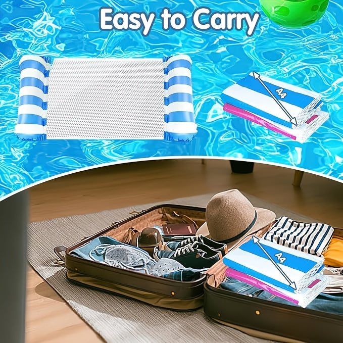 4-in-1 Inflatable Pool Float Lounger for Adults, Hammock Raft, Exercise Saddle, Striped Colorful Swimming Ring, Floating Bed for Pool, Lake, Beach - 5-Pack and 8-Pack Options