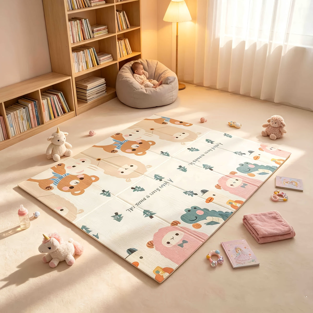 Foldable Double-Sided Baby Crawling Mat Shock-Absorbent Easy to Clean Large Play Mat for Crawling Walking Multi-Scene – Maiden's Dream Pattern