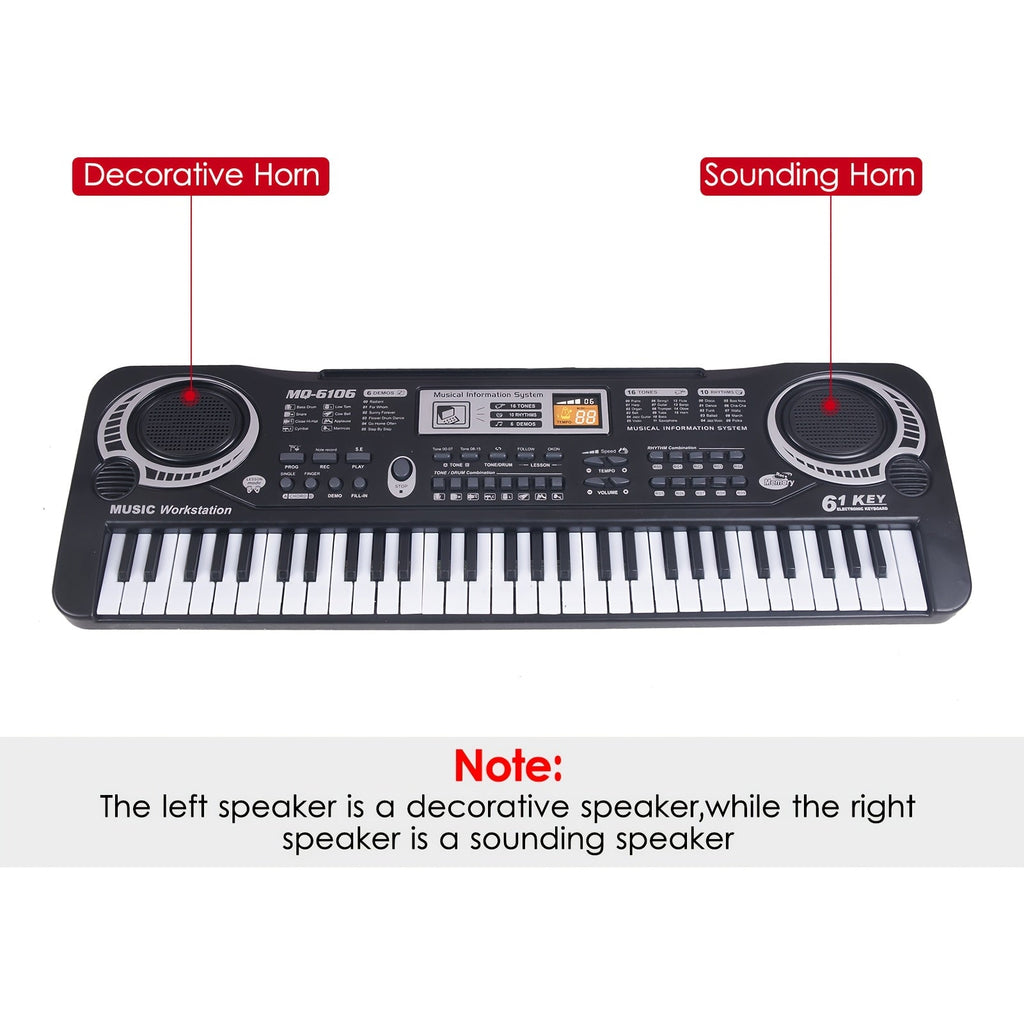 61-Key Electronic Piano Keyboard for Beginners - Built-In Microphone, Music Stand & USB Power, Complete Starter Kit for Kids & Adults, Perfect Birthday Gift for Music Lovers