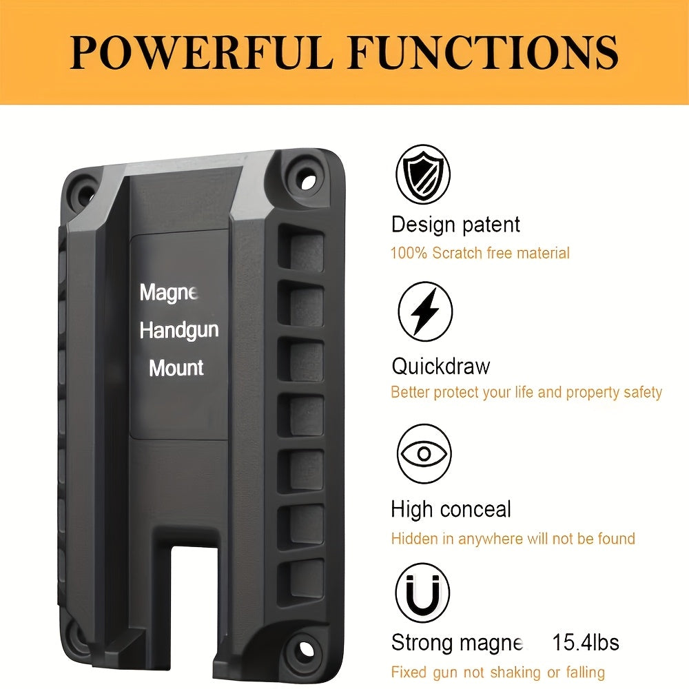 2-Pack Magnetic Gun Mount Concealed Pistol Holder – Strong Quick-Draw Magnetic Gun Holster for Car, Truck, SUV, Desk, Bedside, Wall & Under-Counter, Universal Handgun Magnetic Mount