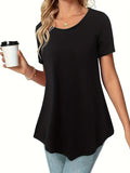 Women's Waist-Cinching Dress Shirt Short Sleeve Casual Summer Knit Top Stretchy Fitted Blouse Black Blue Burgundy S M L XL XXL