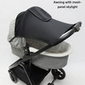 Stroller Canopy Sunshade with Elastic Mesh Sunroof, UV-Resistant Stretchable Single-Piece Sun Cover for Baby Strollers, Lightweight & Easy to Carry, Black