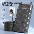 Surge Protector Power Strip with 22 AC Outlets & 6 USB Ports (24W) - 2100 Joules, Flat Plug, Wall Mount, Overload Protection, 5-14ft Cord Options for Home Office Dorm Gaming - Black & White