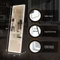 LED Full Length Mirror 64"x21" with Lights, Floor Standing Wall Mirror, Dimmable 3-Color Lighting, Aluminum Alloy Thin Frame, Lighted Body Mirror for Bedroom Dressing Room Makeup, Modern Decor