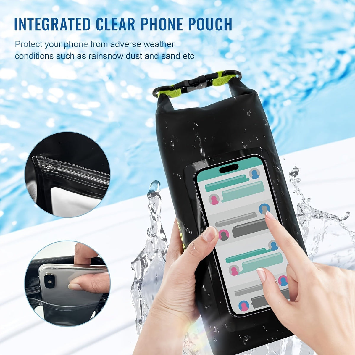 10L Waterproof Roll-Top Dry Bag with Phone Case - Crossbody Shoulder Bag for Kayaking, Boating, Beach, Camping, Swimming, Fishing, Rafting, and Travel
